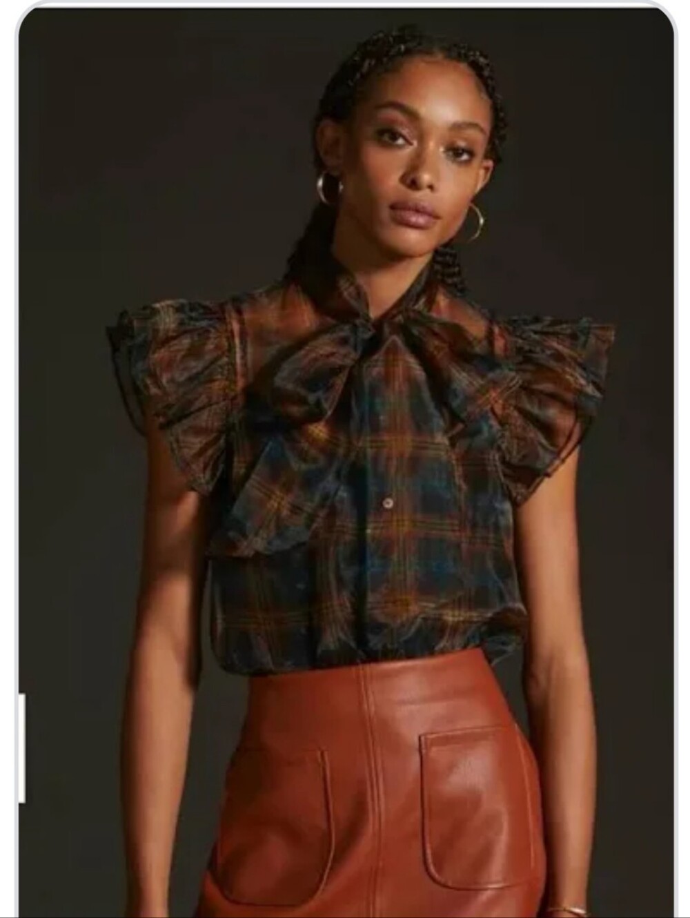 NWT ANTHROPOLOGIE CURRENT AIR Plaid Top & Camisole, Size XS